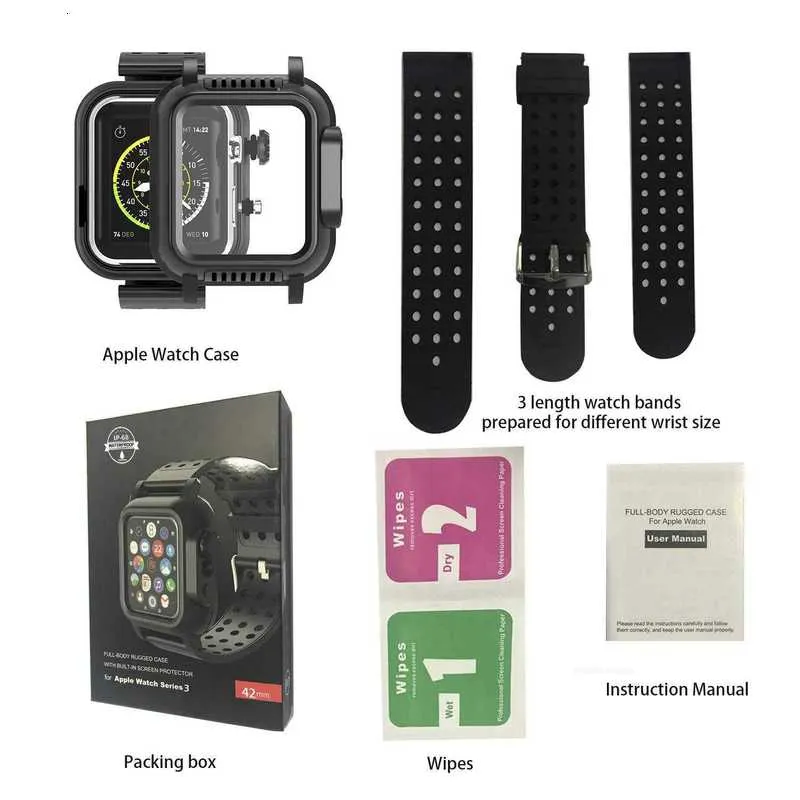 مصمم الأشرطة المحمية بامتداد الجسم IP68 مقاوم للماء غطاء مقاوم للمختمين لـ Apple Watch Band WatchStrap IWatch Series 3 42mm و 654 44mm Designer1o5l1o5