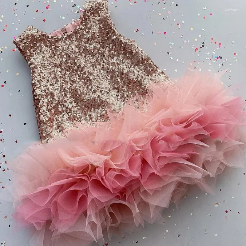 Robes à paillettes pour filles, sans manches, Tutu en Patchwork, pour fête de mariage, une pièce, robes pour nourrissons