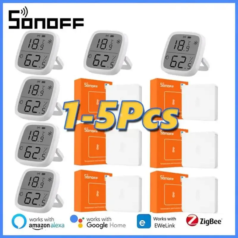 제어 15pcs Sonoff SNZB02D/SNZB02 Zigbee Smart 온도 습도 센서 Ewelink Alexa Google Home을 통한 LCD 화면 제어