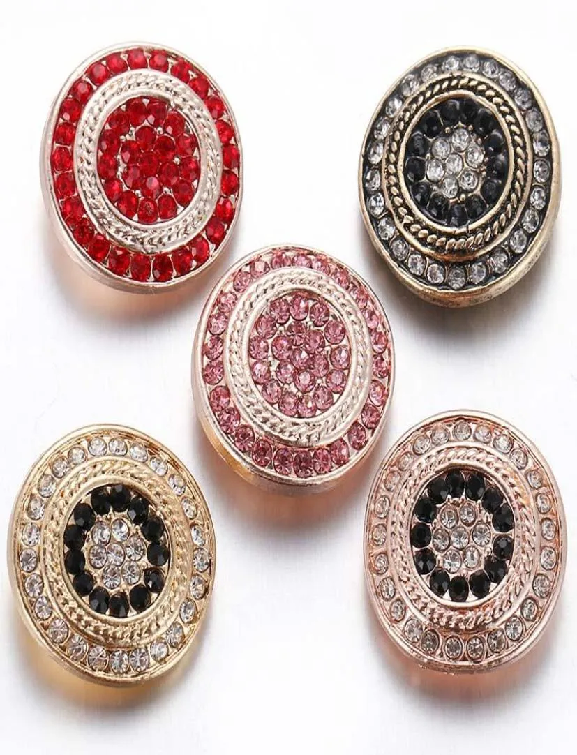 Charm Bilezikler 10 PCSlot Yüksek Kaliteli Gül Altın Snap Düğmesi Takı Rhinestone Yuvarlak 18mm Düğmeler Uygun Bileklik Bilezik Kolye 679966