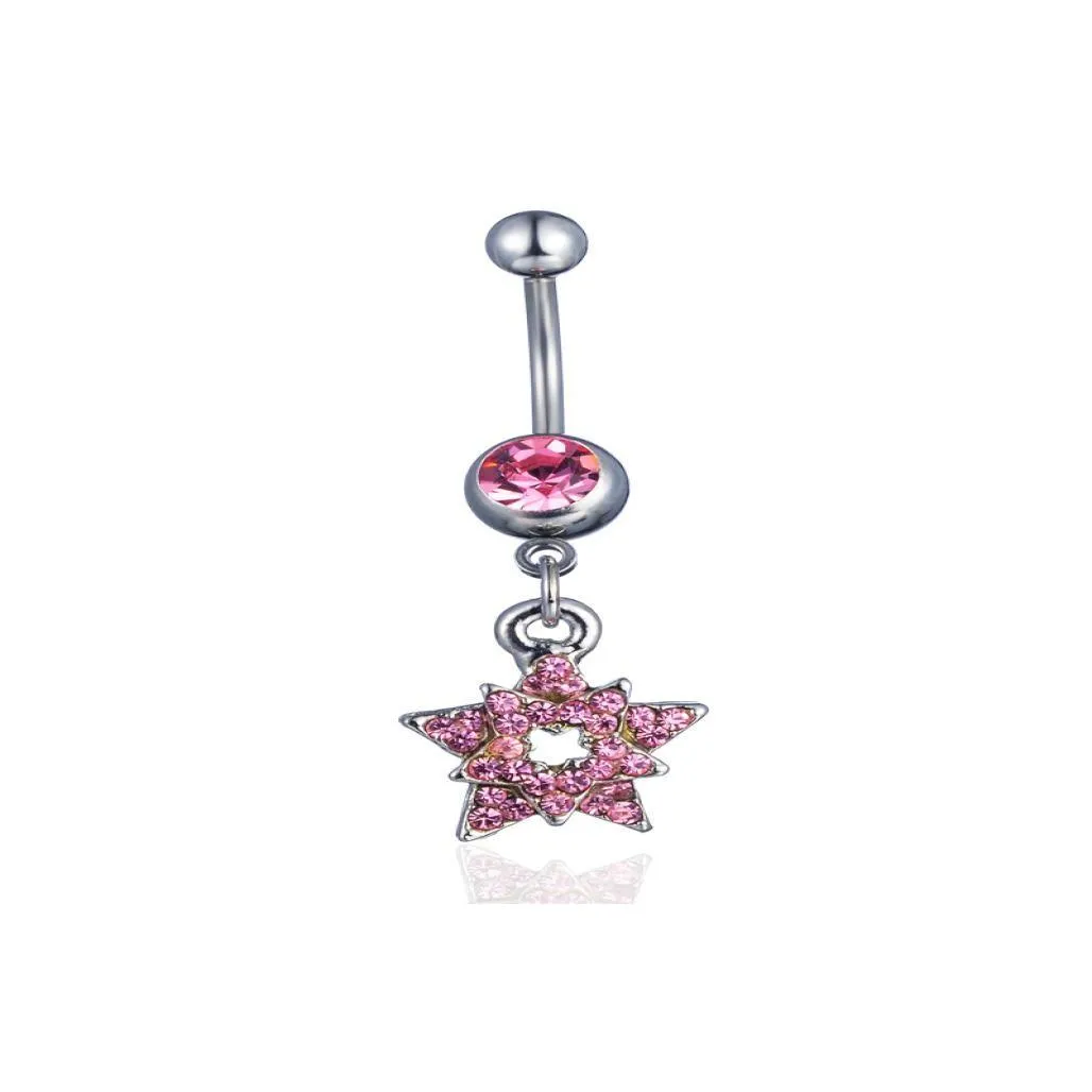 Navel Bell -knappringar D0747 1 Färg fin stil magringrosa som avbildad piercing kroppsbricka navel7652495 droppleverans smycken dht5g