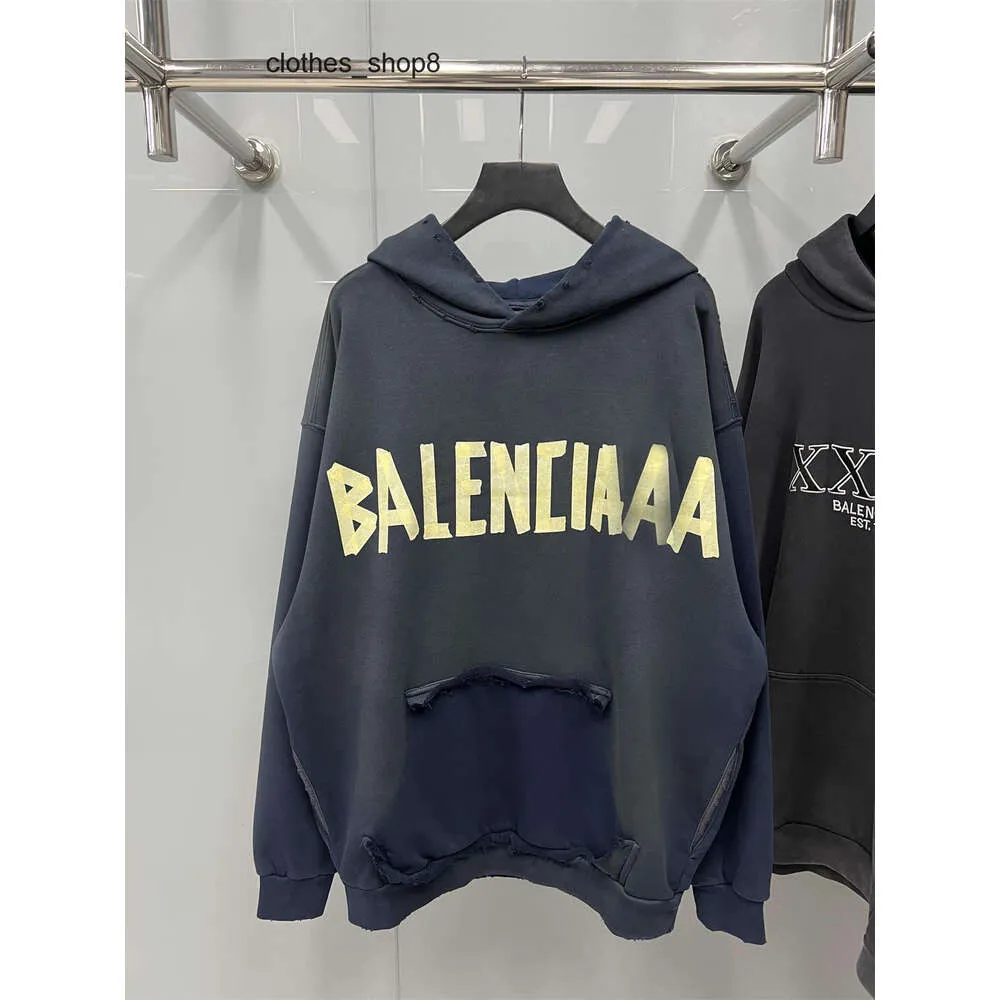 designer hoodie balenciiaga Mode Hoodies Hoody Heren Truien Hoge Kwaliteit 24SS B Home Hoge Kwaliteit Gele Tape Gedrukt OS Loose Fit Gedragen WGM8 WWRZ