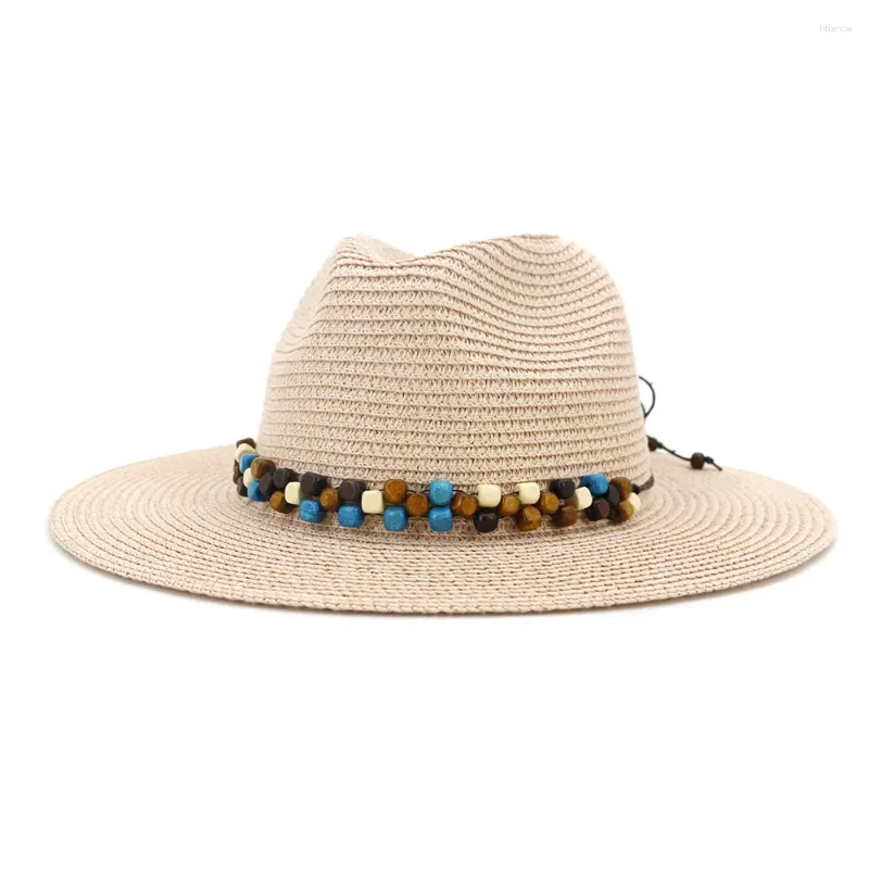 Bérets 202409-shi été Western Cowboy Stetson perles carrées colorées loisirs Fedoras chapeau en plein air hommes femmes Panama Jazz casquette