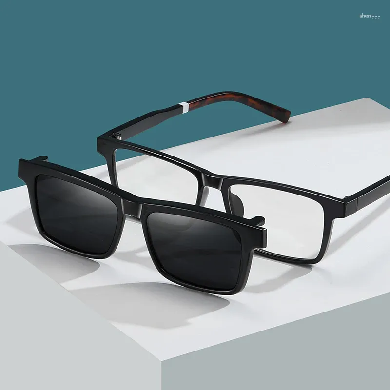 Sunglasses Frames Rectangle Men Magnetic Clip Polarized Optical Flexible Glasses Frame Male Customized Recipe Myopic