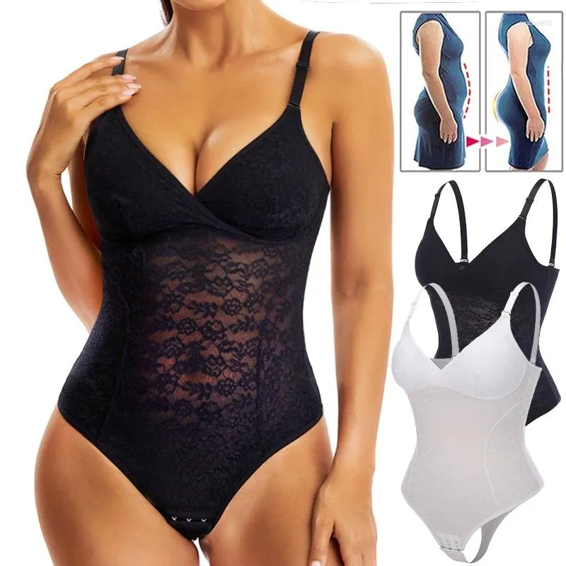 Femmes Shapers Body en dentelle pour femmes Tummy Control Shapewear String Soutien-gorge intégré Corset Tops Body Shaper Camisole Bulifter Combinaison