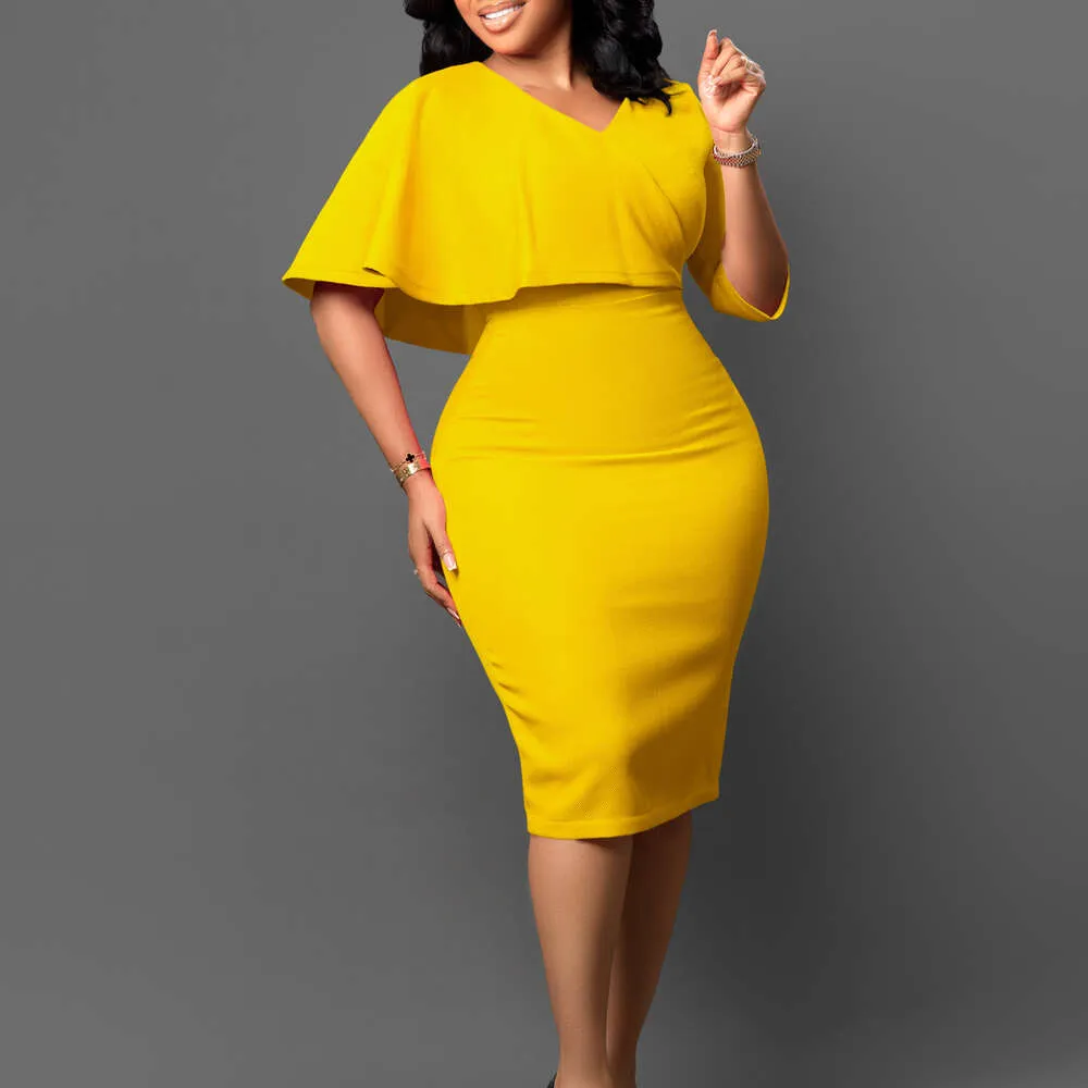 MG1480 Kvinnors nya stil Tongle Solid Color Hip Wrap Professional Pencil Dress