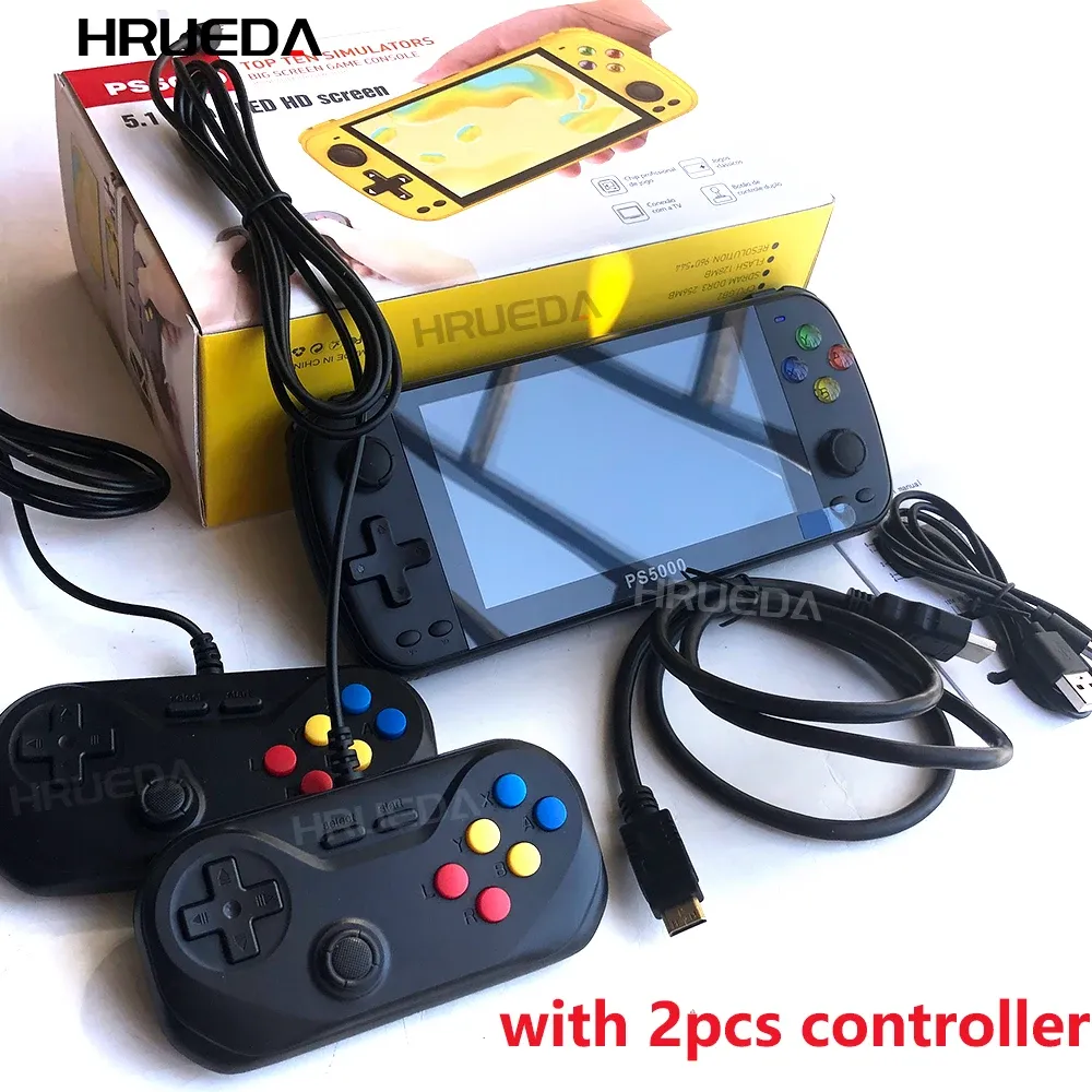 Jogadores de 5,1 polegadas PS5000 HD Console Double Game Console Portátil Handheld Arcade Video Games Player