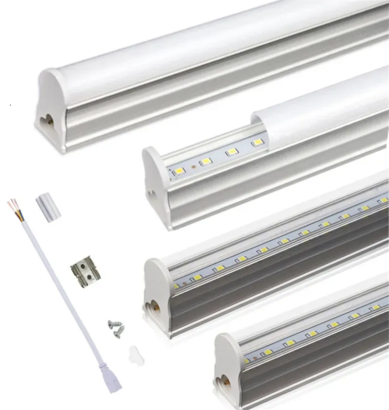 T5 Integrated Tube 2ft 3ft 10W 14W LED-lampor AC85-265V SMD 2835 LEDS Fluorescerande ljusrör Transparent täckning Milky Cover LL