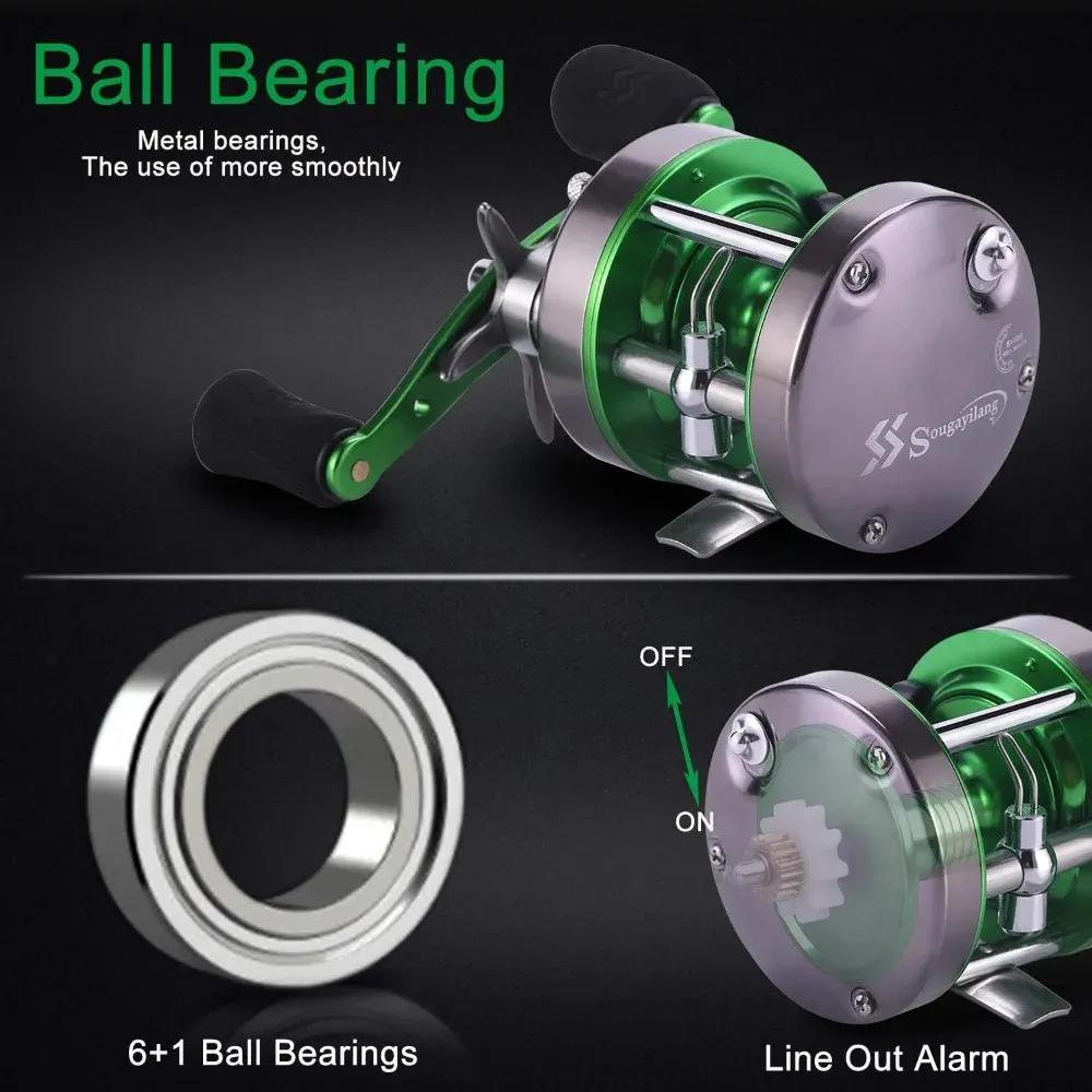 baitcasting reel with line out alarm clickert AlinoX 400 Saltwater 6.6:1Blue&Purple / Right Hand Level Wind Modifition Parts Fishing Reel Baitcast