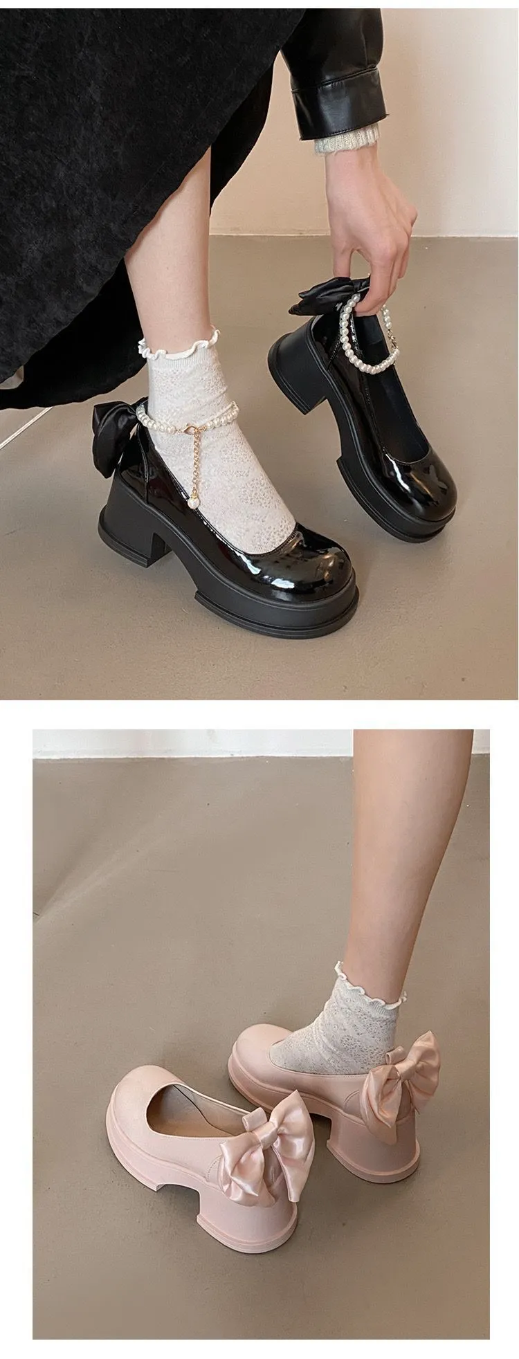 Hoge hak kleine leren voor vrouwen 2024 Nieuwe dubbele bandketting Lente- en herfstseizoenrok met 7CM Mary Jane-schoenen_voghion.com