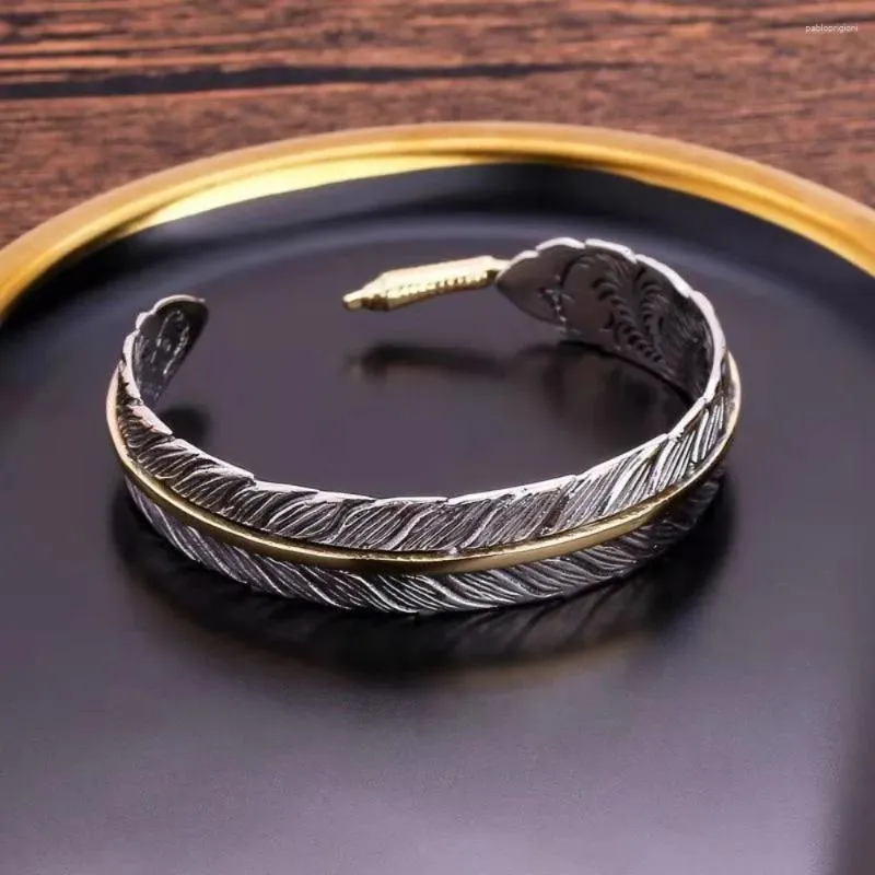 Bangle Durable Open Bracelet Fashion Jewelry For Men Women Wide Cuff Bracelets Vintage Feather Bangles_voghion.com