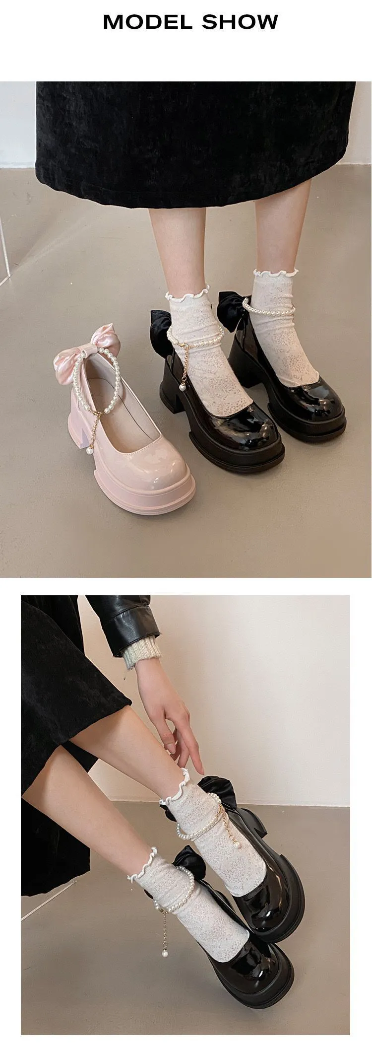 Hoge hak kleine leren voor vrouwen 2024 Nieuwe dubbele bandketting Lente- en herfstseizoenrok met 7CM Mary Jane-schoenen_voghion.com