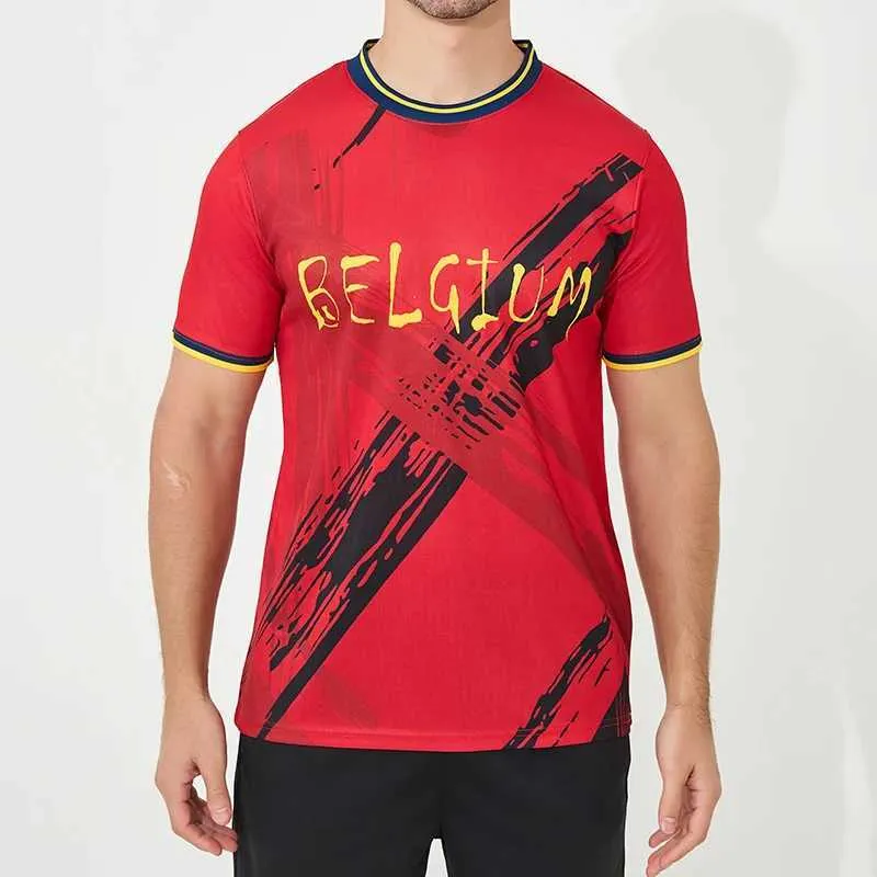 Fans Tops Tees European Cup Belgium Soccer Jerseys Quick Dry Football Tracksuit uniform Training shirt for men Soccer wear T240601