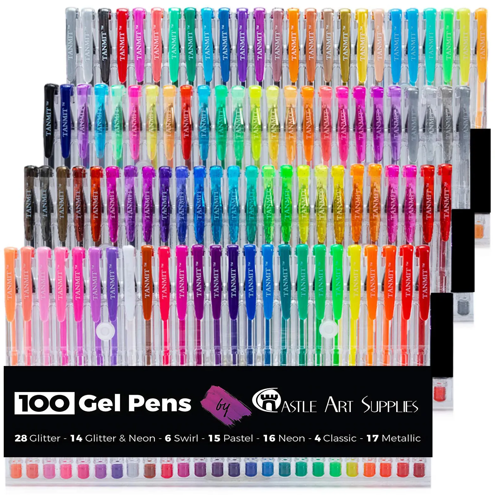wholesale 100 Colors Gel Pen Set: Glitter, Neon, and Colored Ballpoint Pens  for Adult Coloring Book, Doodling, DIY, Greeting Card Painting