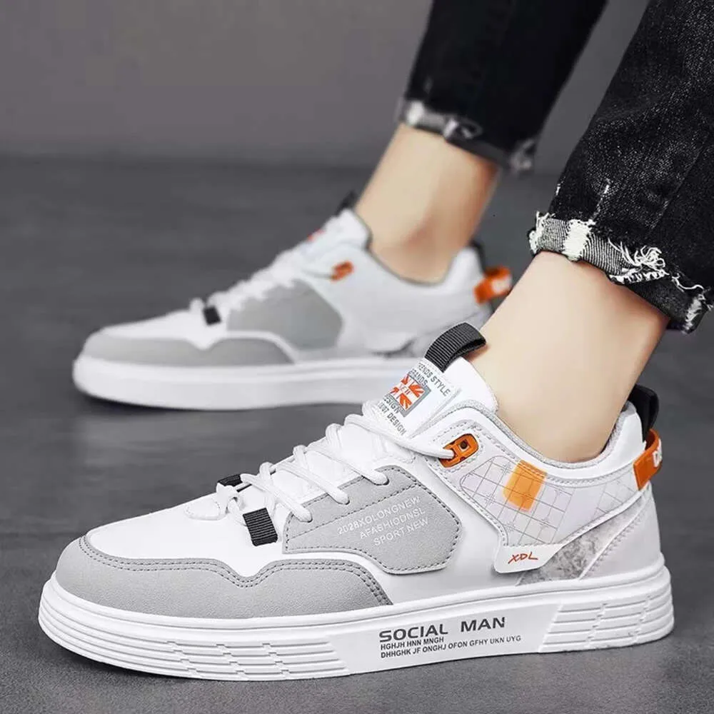 Mens Casual White Leather Sneakers Lace-Up Sports Running  display picture 3