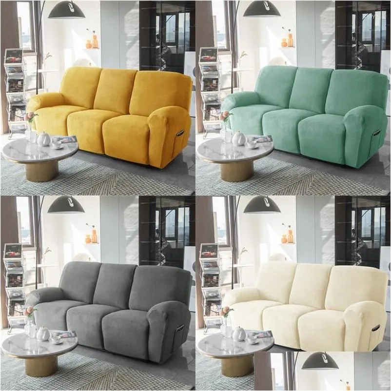 Soft Polar Fleece Recliner Sofa Chair Covers for Living Room 1 2 3 Seater Elastic Furniture Protector Armchair Relax Lazyboy