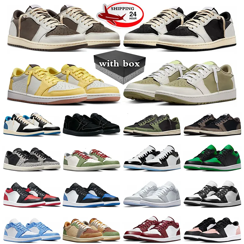 Med Box 1S Low 1 Basketball Shoes Mens Sneakers Lows Canary Black Phantom Olive Reverse Mocha Wolf Grey Womens Trainers Outdoor