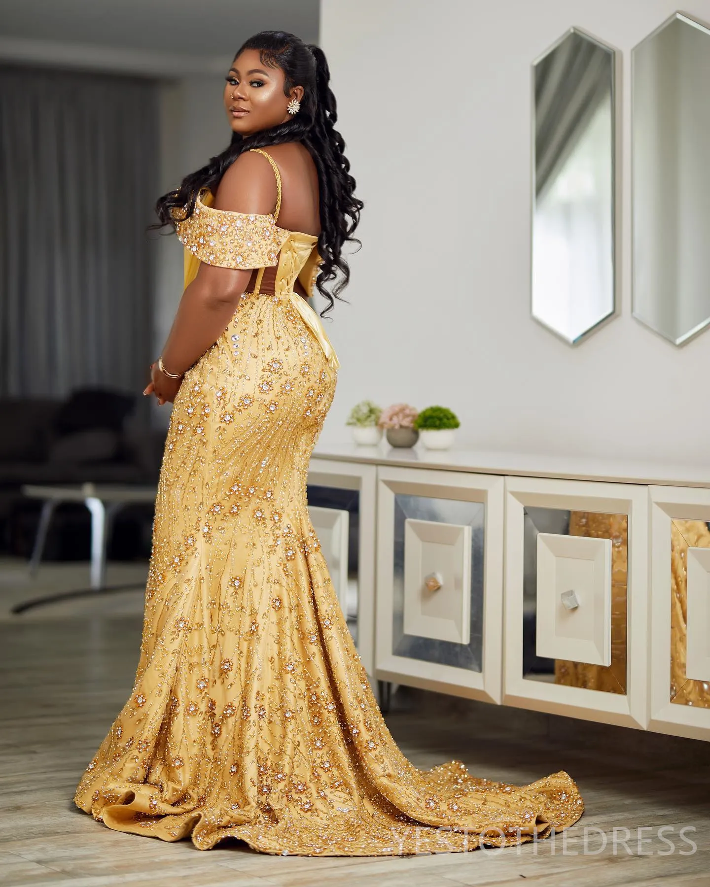 Plus Size Gold Semi Formal Dress Gold Sequin Plus Size And Gold Mermaid  Dresses 2024 Luxurious