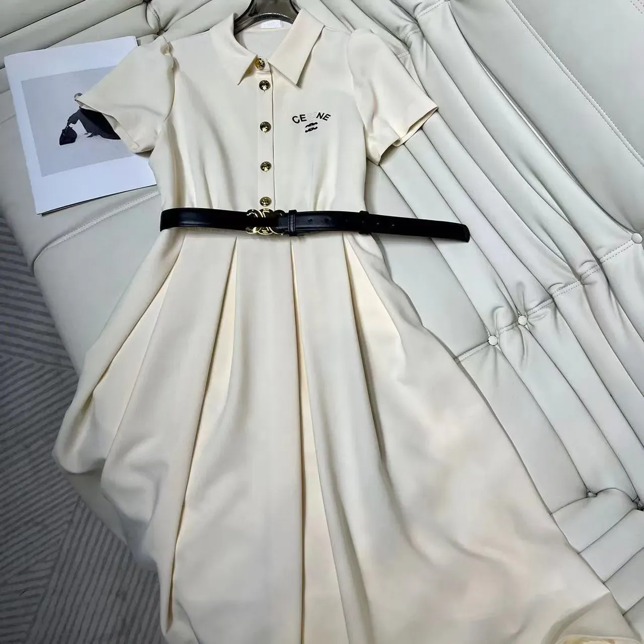 navy blue dress for baby girl BELLAGIO LINEN DRESS – Ravens View Ibiza main image 0