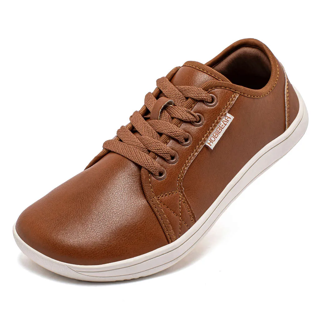 Für HOBIBEAR Minimalist Herren Barfußschuhe mit breiter Zehenpartie, Null-Sprengung, lässige Leder-Sneaker, leichte Laufschuhe_voghion.com
