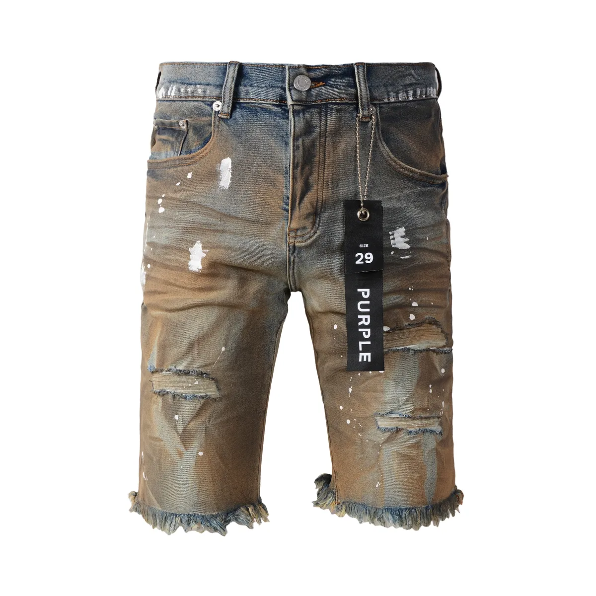 mnem】24SS☆ [mnem] stud damage short pants Flame Denim