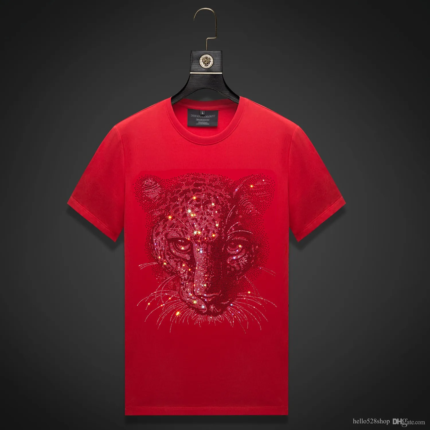 Wholesale Red Rhinestone Crewneck Sequin T Shirt With