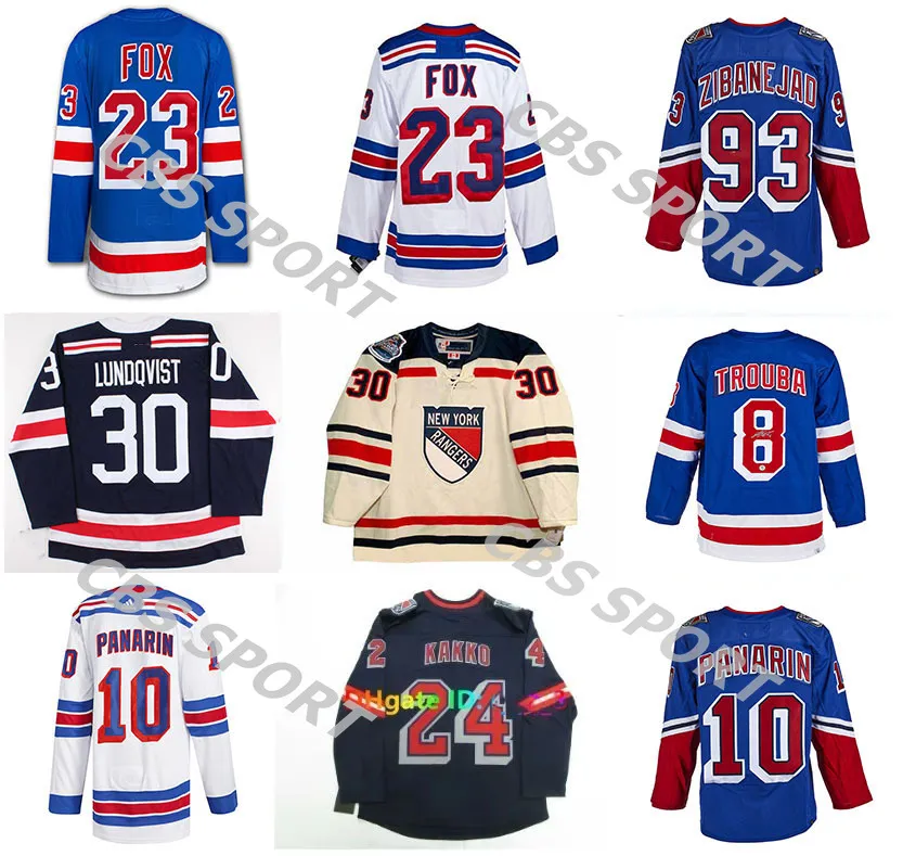 Adam Fox Mika Zibanejad NY Hockey Jersey Ranger Reverse Retro Igor