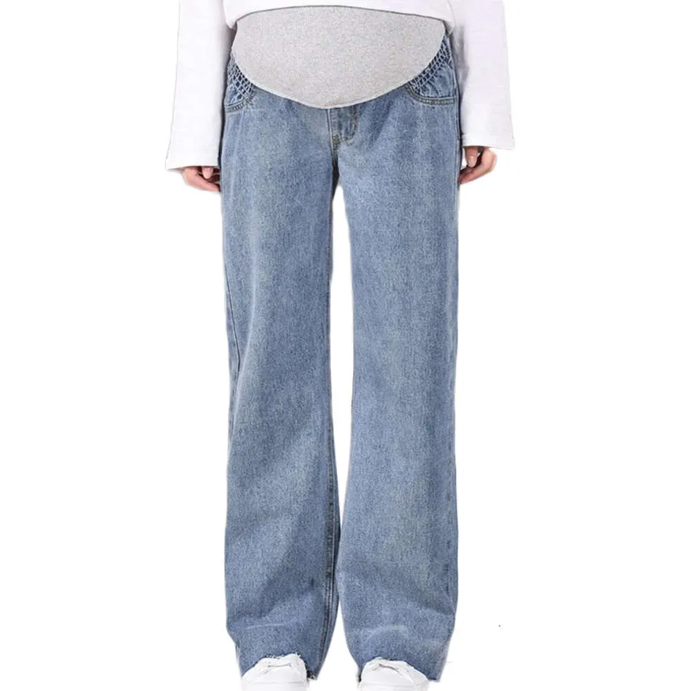 Elegante Pantaloni Di Fondo Di Denim Di Denim Di Maternità Donne