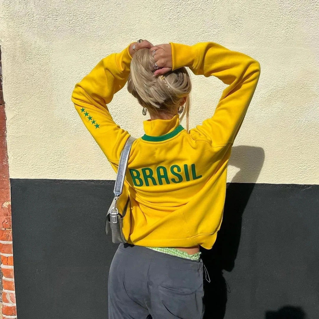Vintage Y2K Grunge Mall Goth Zip Up Hoodie With Letter Embroidery And Graphic Pattern Slim Fit Yellow Sweatshirt Women For 2000s Retro Aesthetic Style 240522 From Men01 17.03 DHgate.Com