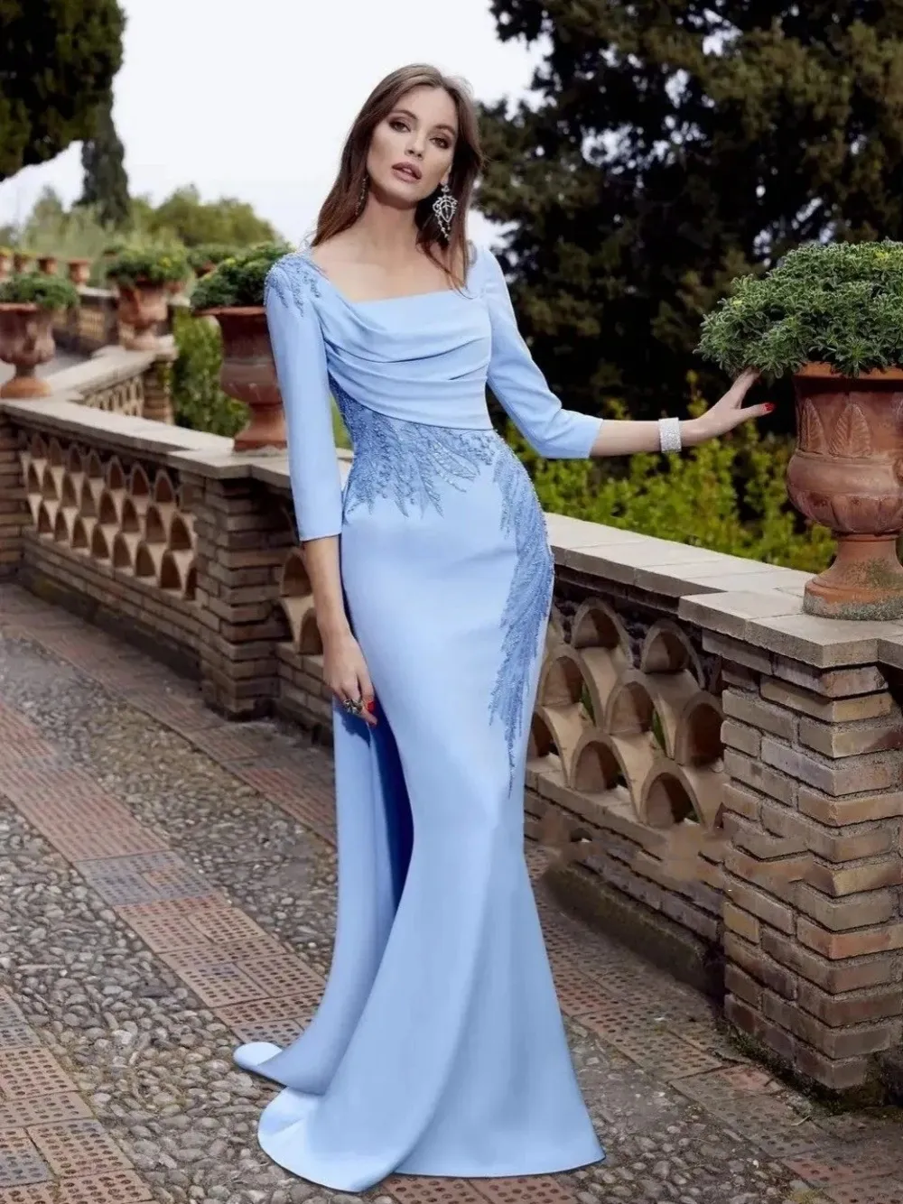 Long Sleeve Trumpet Mermaid Ruched Satin Prom Dress Long Sleeve Trumpet Mermaid Ruched Satin Prom Dress