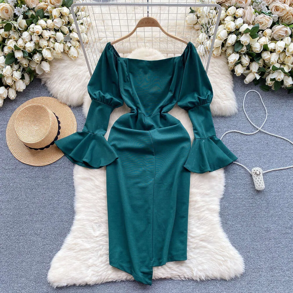 open lace back dress Mulberry Lantern Sleeve One Shoulder Mini Homecoming Dress