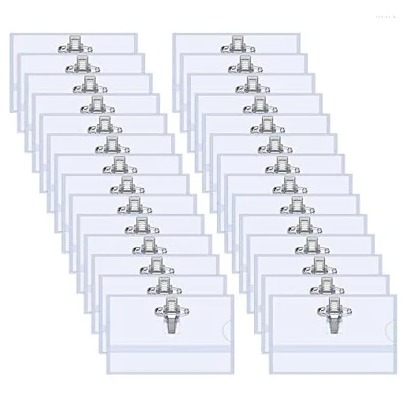 DHgate.com:Horizontal Name Badge Holder Clips, 100 Pack Clear Plastic ...