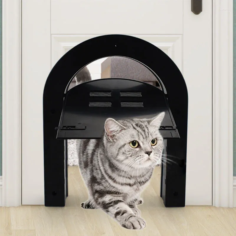 Cat Door, 1pc ABS Plastic Pet Door, Magnetic Lock, Easy Installation,  Wooden Door Accessories