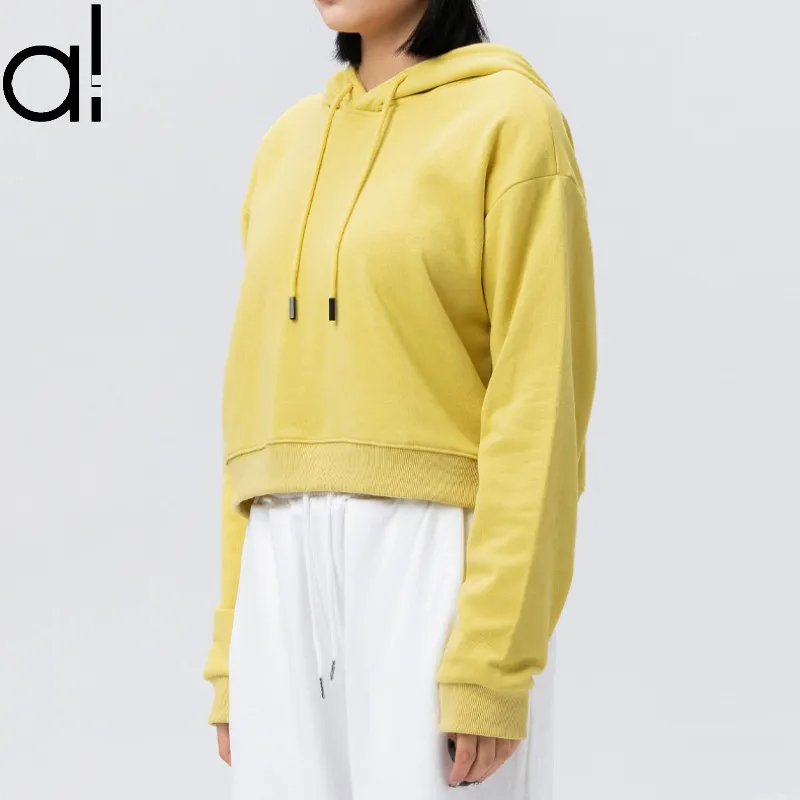 Womens Cropped Hooded Yoga Sweatshirt Cozy Casual Pullover for