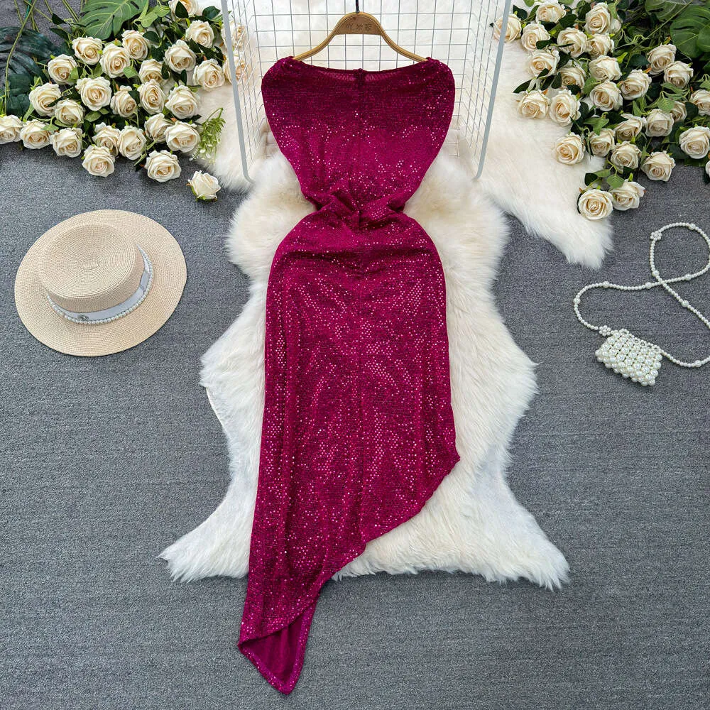socialite print asymmetric hem pleated maxi dress Dazzle – Zeezou main image 1