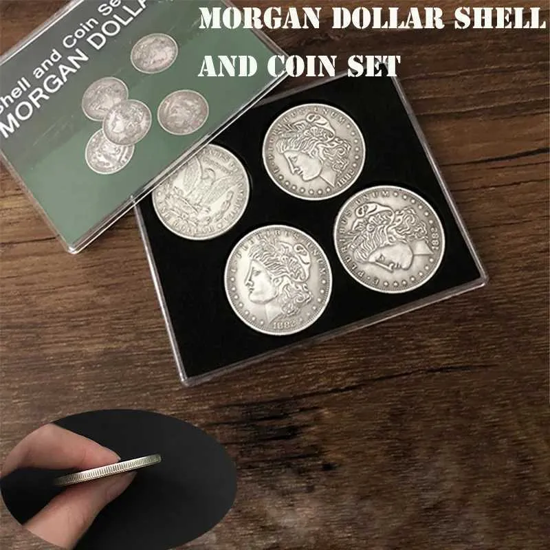 Magic Coin Shells Designs Magic Props Morgan Dollar Shell and Coin Set with 5 Coins and 2 Metal ...