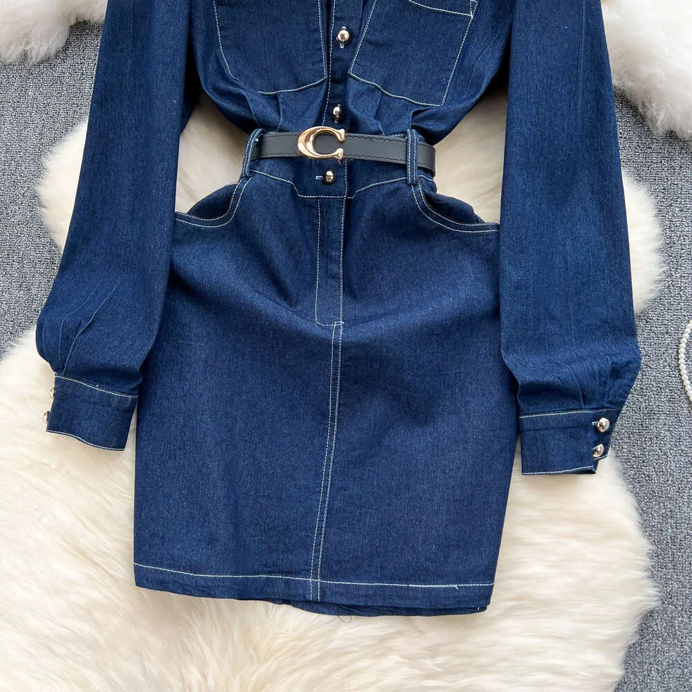 Korean Clothing Womens Denim Dress: Slim Fit Dark... From Join3, $31.66 In  Bulk | DHgate.Com
