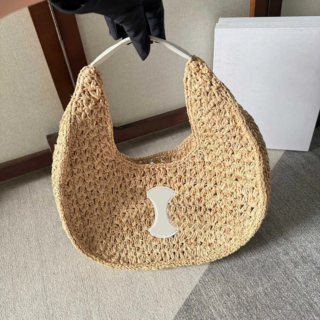 Bolsos De Hobo De Paja Elegantes: Bolso De Hombro Tejido Ligero