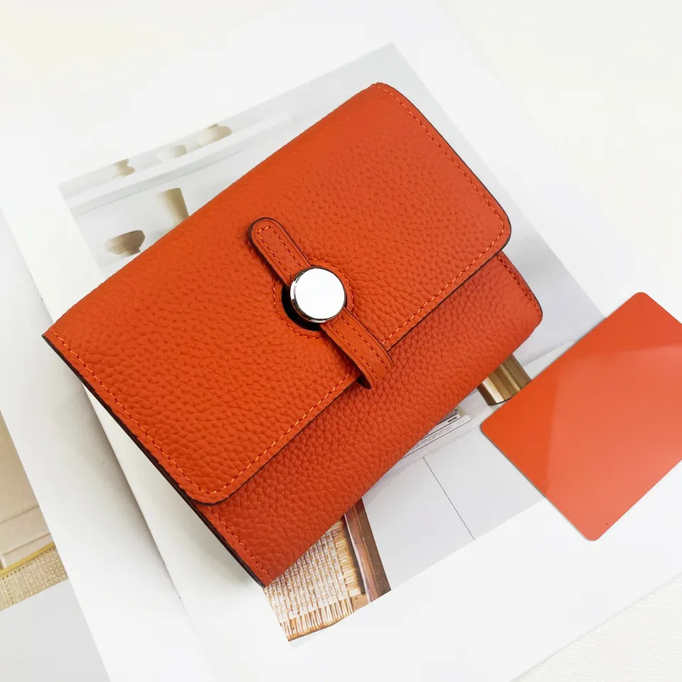 Luxury Orange Leather Non Custodial Wallet With Mirror Clip And ID Card Holder Designer Fashion Clutch Non Custodial Wallet From Yiddi 34.91 DHgate.Com