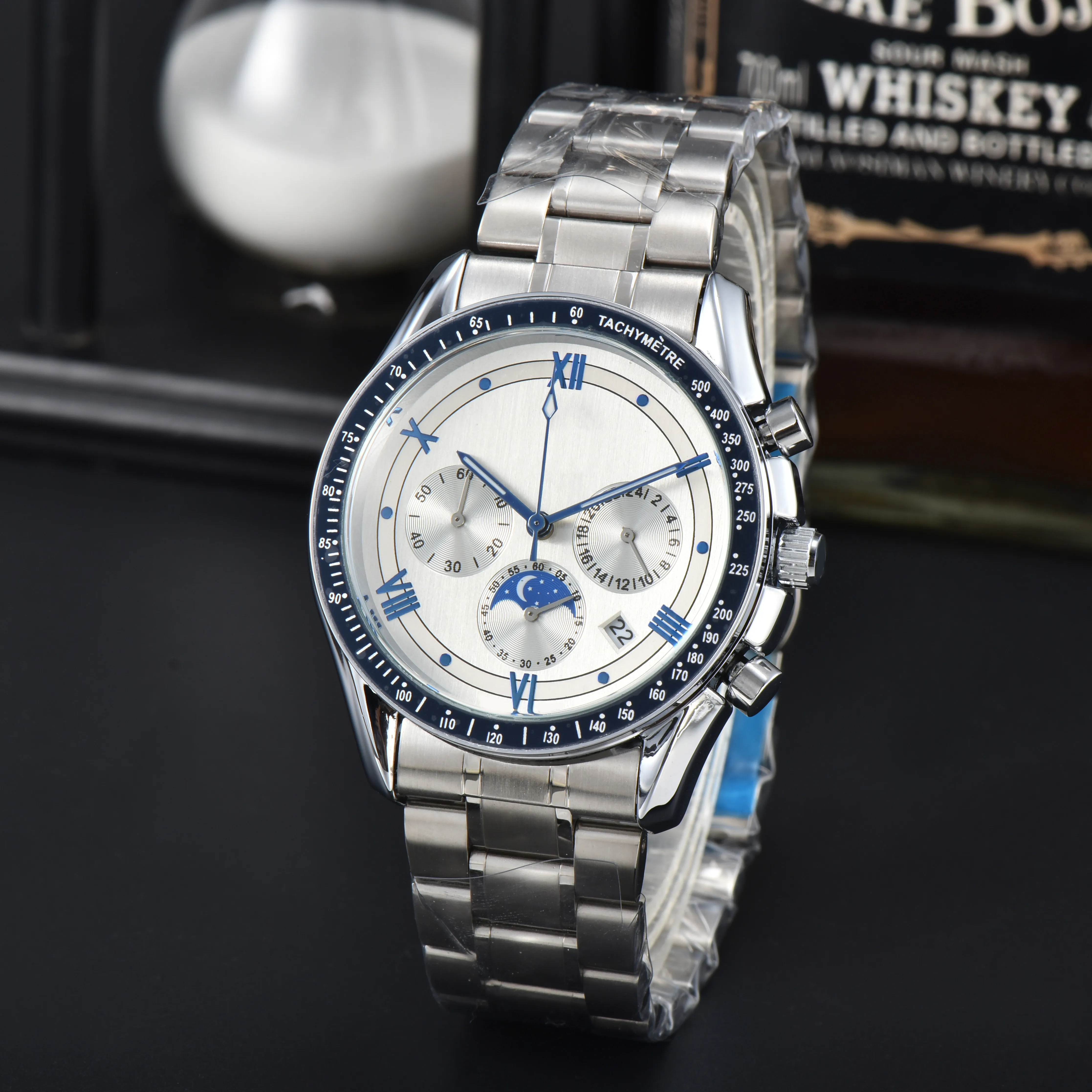 Omeg Forist Watches for Men New Mens Watch Watch All Dial Work Quartz Watch High Caffence Top Luxury Brand Chocrograph Watch Teather Watch Band Men