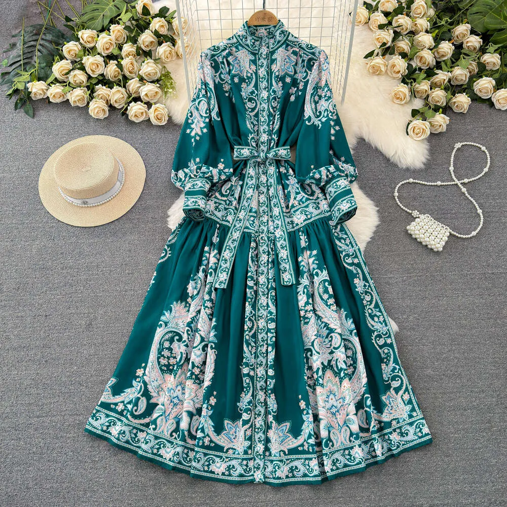 Early Spring Preppy Style Maxi Dress with Standing Neck Lantern Sleeves and  Empire Waist for Women from Dhgate Basic & Casual Dresses - price 36.69