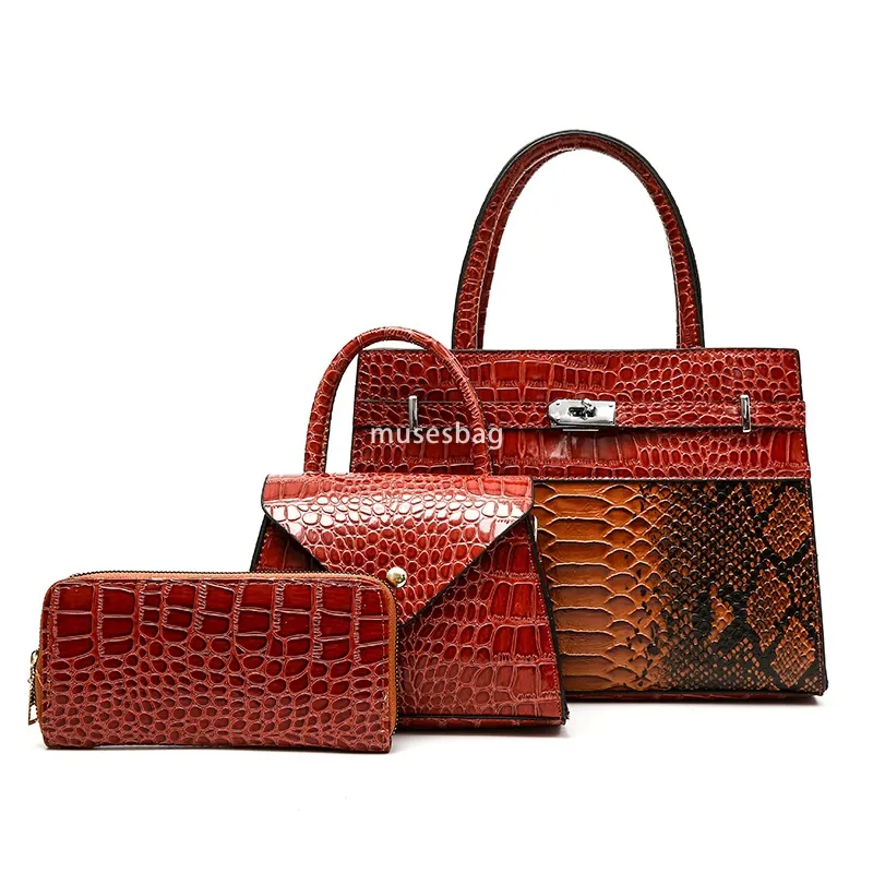Stylish Snake Skin 3-Piece handbags for women Set for Women 2022