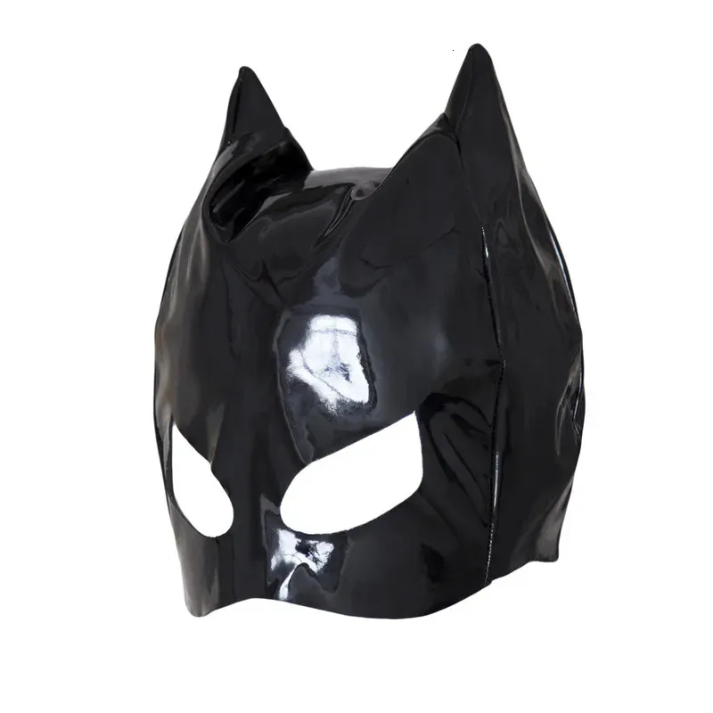 Geiths Mask Sexy Masks Black Latex Bondage Mask Patent Leather Restraints For Play ...