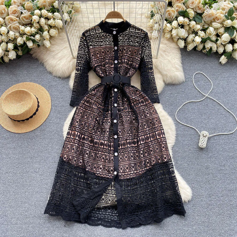 French formal dress skirt with hollowed-out lace for women - light and mature early spring style. French formal dress skirt with hollowed-out lace for women - light and mature early spring style.