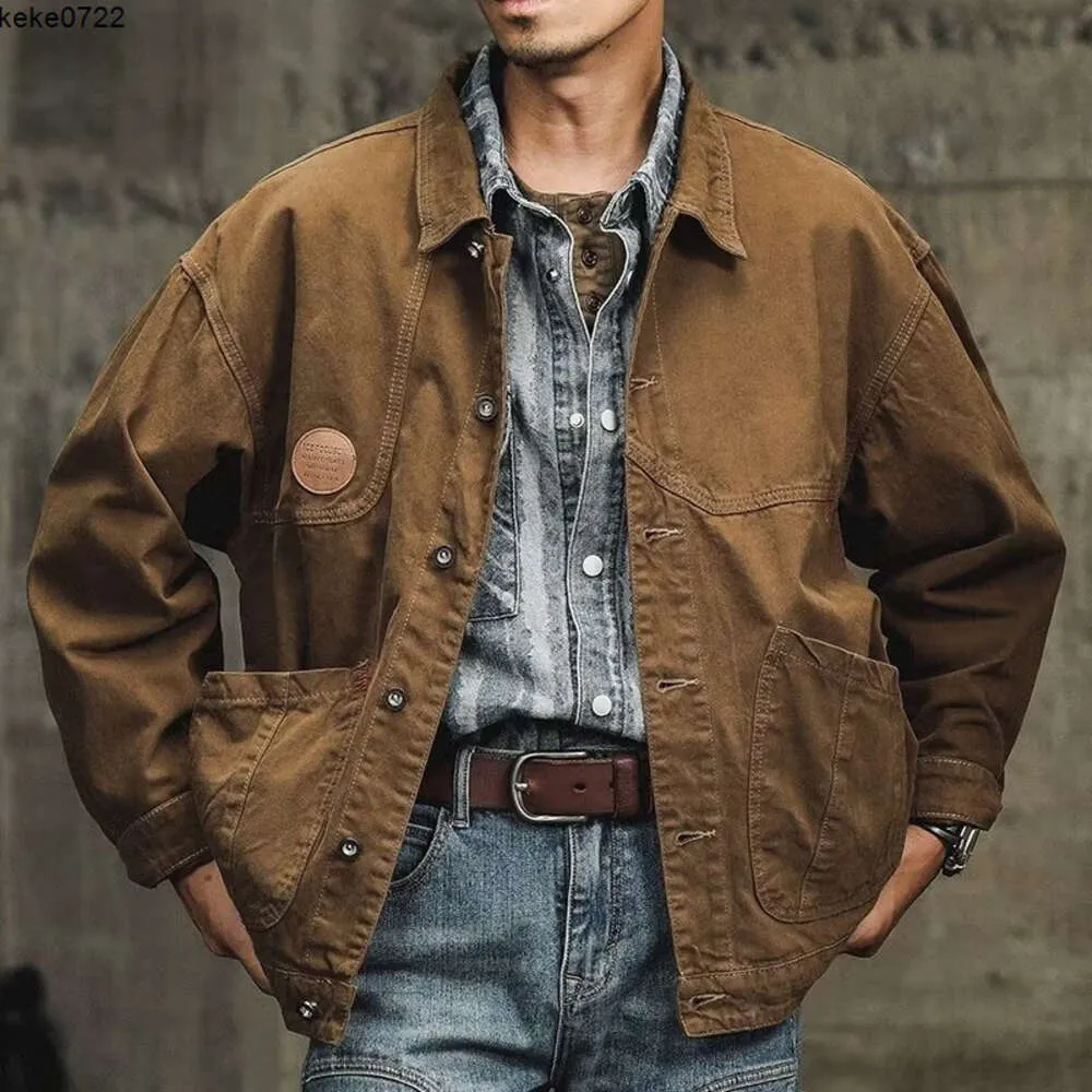 Denim Waxed Chore Jacket Men's Waxed Denim Work Jacket: Casual