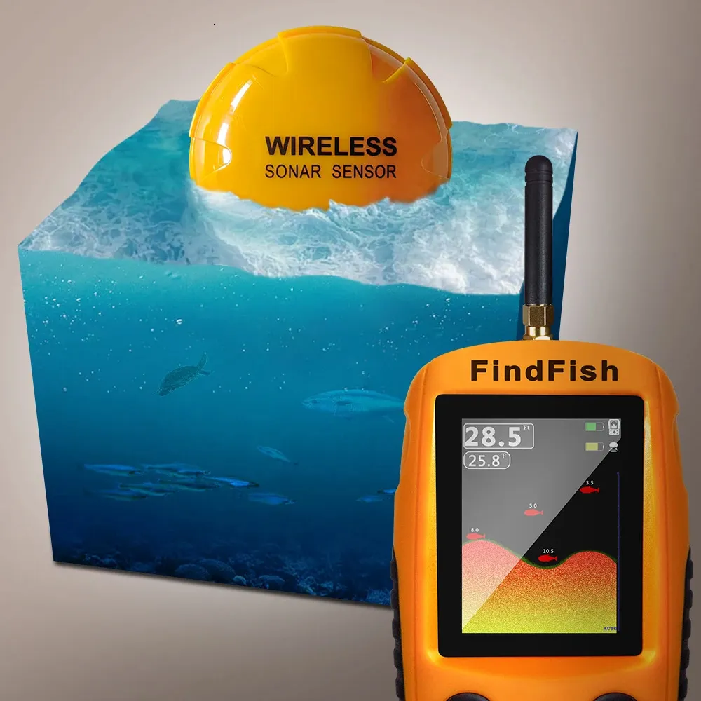 Sensor Detects Fish Fish Finder Color Screen Portable Wireless Dot Matrix Sonar Sensor with ...