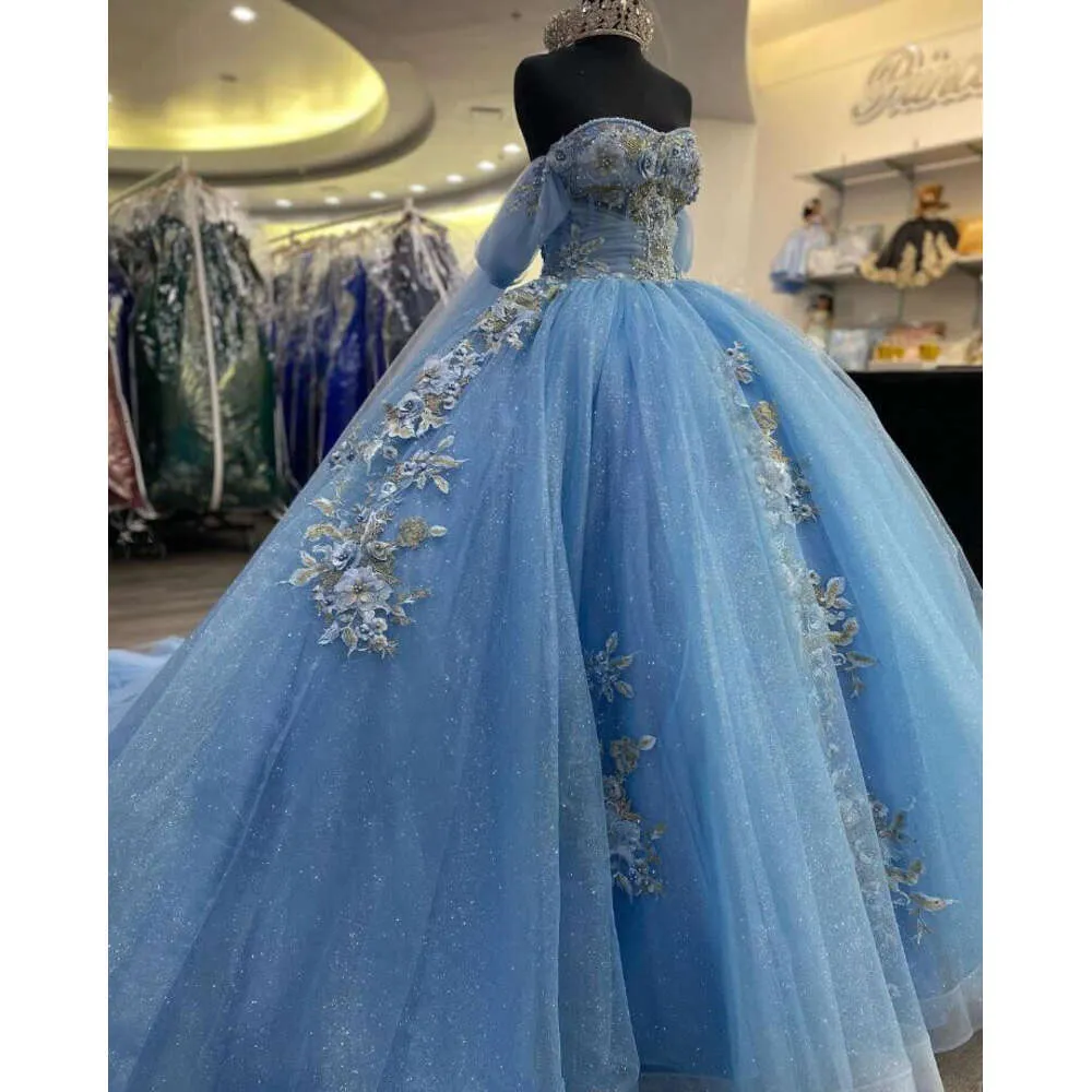open lace back dress Glitter-Mesh Long A-Line Prom Dress main image 1