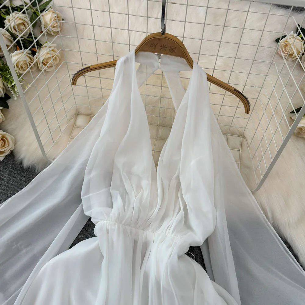 Floral Long Sleeve Chiffon Dress with Hanging Neck and Open Back for  Vacation from Dhgate Basic & Casual Dresses - price 36.69
