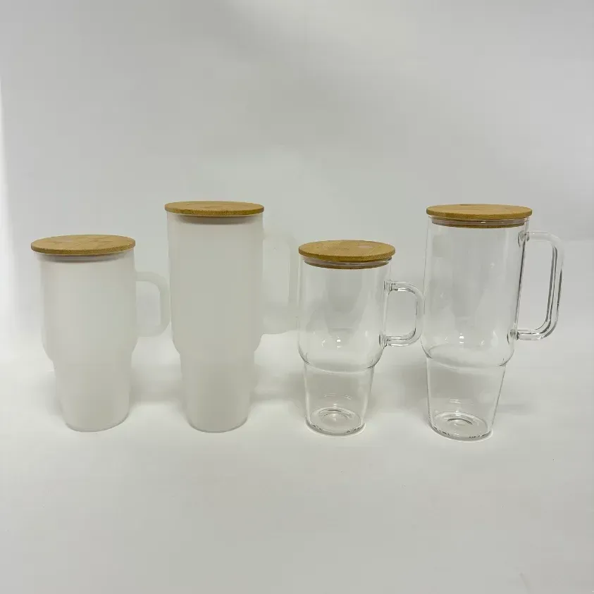 32oz Clear Frosted Glass Travel Mug with Bamboo Lid for Outdoor Beer  Drinking from Dhgate Other Festive & Party Supplies - price 7.24