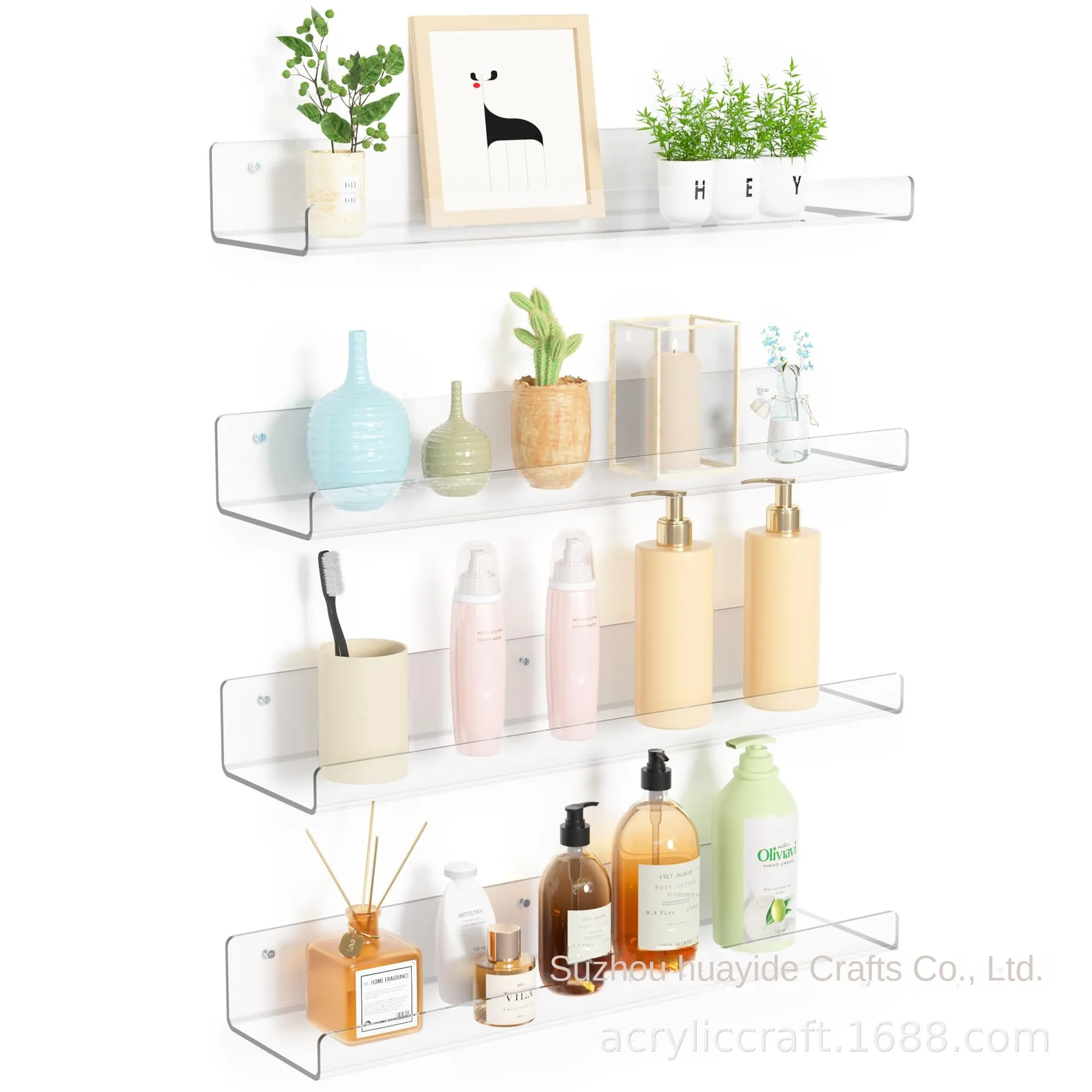 DHgate.com:Transparent Acrylic Bathroom Wall Shelf - No Punching, U ...